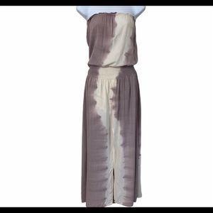 Aakaa Mauve and Cream Tie Dye Strapless Maxi Dress
